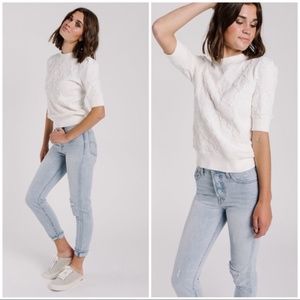 FREE PEOPLE EDEN TEXTURED ELBOW SLEEVE TOP